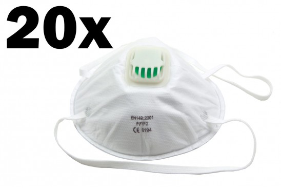 Stofmasker / ademhalingsmasker FFP2 met ventiel (box van 20 stuks)